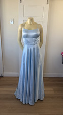 Sherri Hill Dress Size 4 Light Blue Long Formal Wedding Lace up Back Train