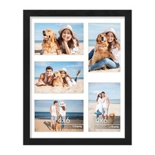 Collage Picture Frame, Displays 5Pcs 4x6 Pictures with Mat or 1Pcs 11x14 Black