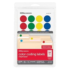 OFFICE DEPOT REMOVABLE ROUND COLOR-CODING LABELS, 3/4IN. DIAMETER, 1,008 - MULTI