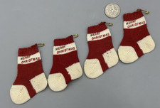 1950s Miniature Knit MERRY CHRISTMAS STOCKINGS Vintage