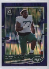 2020 Panini Donruss Optic Rookies Purple Shock Prizm Mekhi Becton #120 0sm7