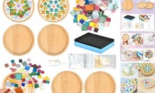 FOCCTS 6 Sets DIY Mosaic Coaster Kit - Mixed Color Mosaic Kits with Round