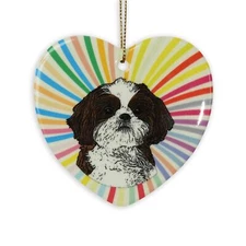 Shih Tzu Heart Ornament - Ceramic Brown