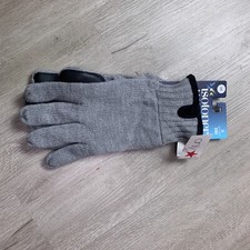 Isotoner Gloves Men Grey One Size Smart Touch Smartdri Fleece Lined Repellent