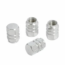(4) Metal Chrome Tire/Wheel Air Pressure Stem Valve Caps for Car-Truck-Hot Rod