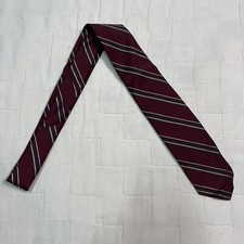 Ketch blue Tan striped Tie 3.25  mens Designer Necktie Burgundy With White Strip