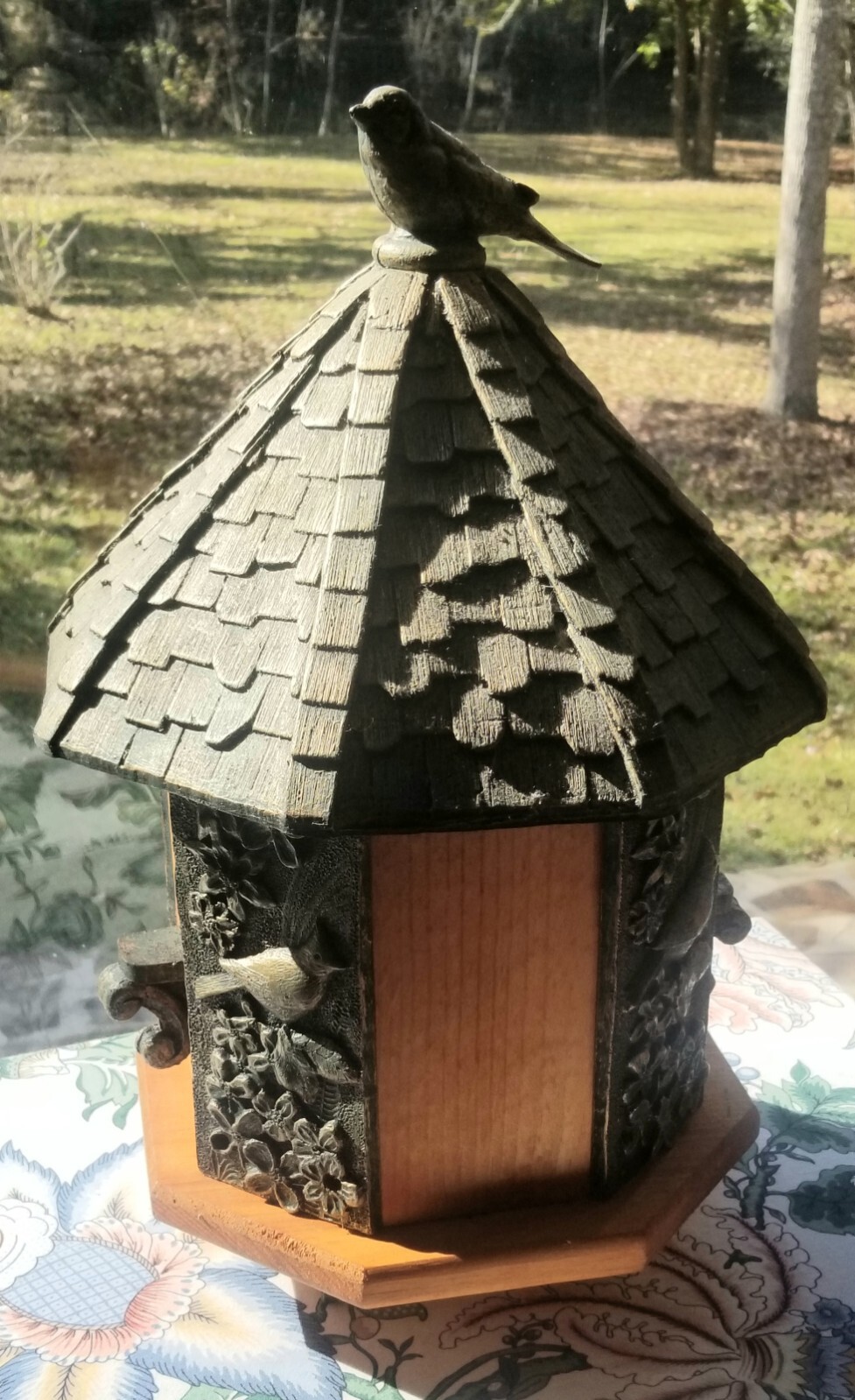 Large Cedar Bird House Two Room Post Mount Never Used Birdhouse eBay
