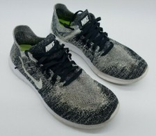 Nike Free RN Flyknit GS Youth's Size 5Y Running Shoes Black Gray White Oreo