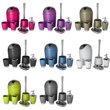 Elegant Bathroom Set   Plastic Dispenser Tumbler Toothbrush Holder Bin Soap Dish