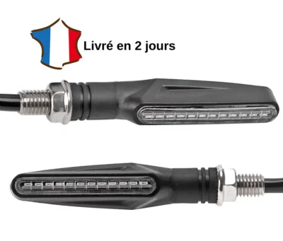 Mota Clignotant LED Moto Universel Séquentiel Feux de Jour Indicateur 12V Paire - Photo 1/4