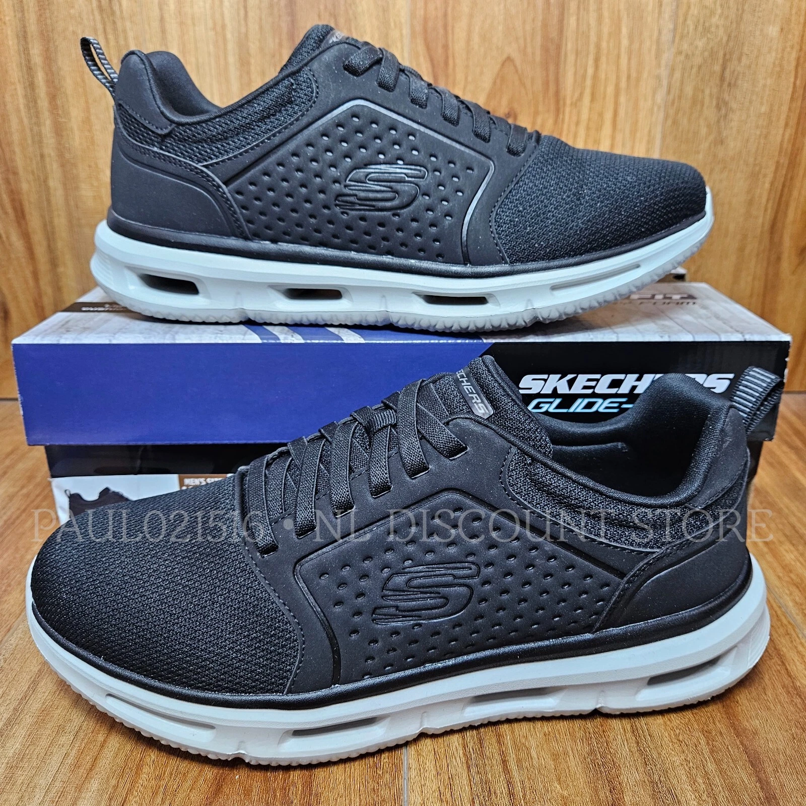 SKECHERS Men's Glide Lite Pacer Slip-On Sneaker Shoes ~ Black ~ Various Sizes