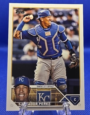 2023 TOPPS SERIES 1 SALVADOR PEREZ ADVANCED STATS PARALLEL 036/300 ROYALS