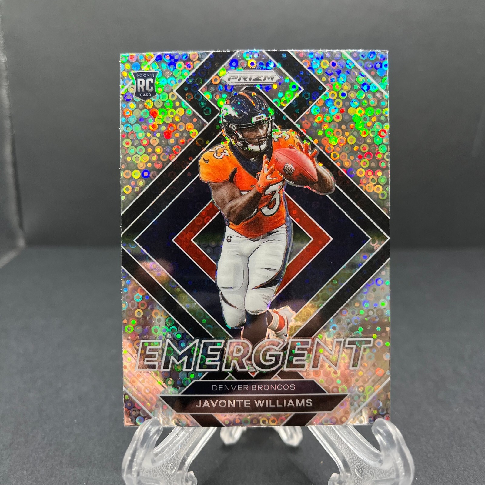 Javonte Williams 2021 Prizm Emergent No Huddle Silver Prizms Rookie #15 Broncos