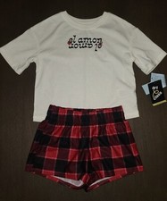 NEW GIRLS ART CLASS EL AMOR PLAID PAJAMA SHORT SET SIZE S 6-7