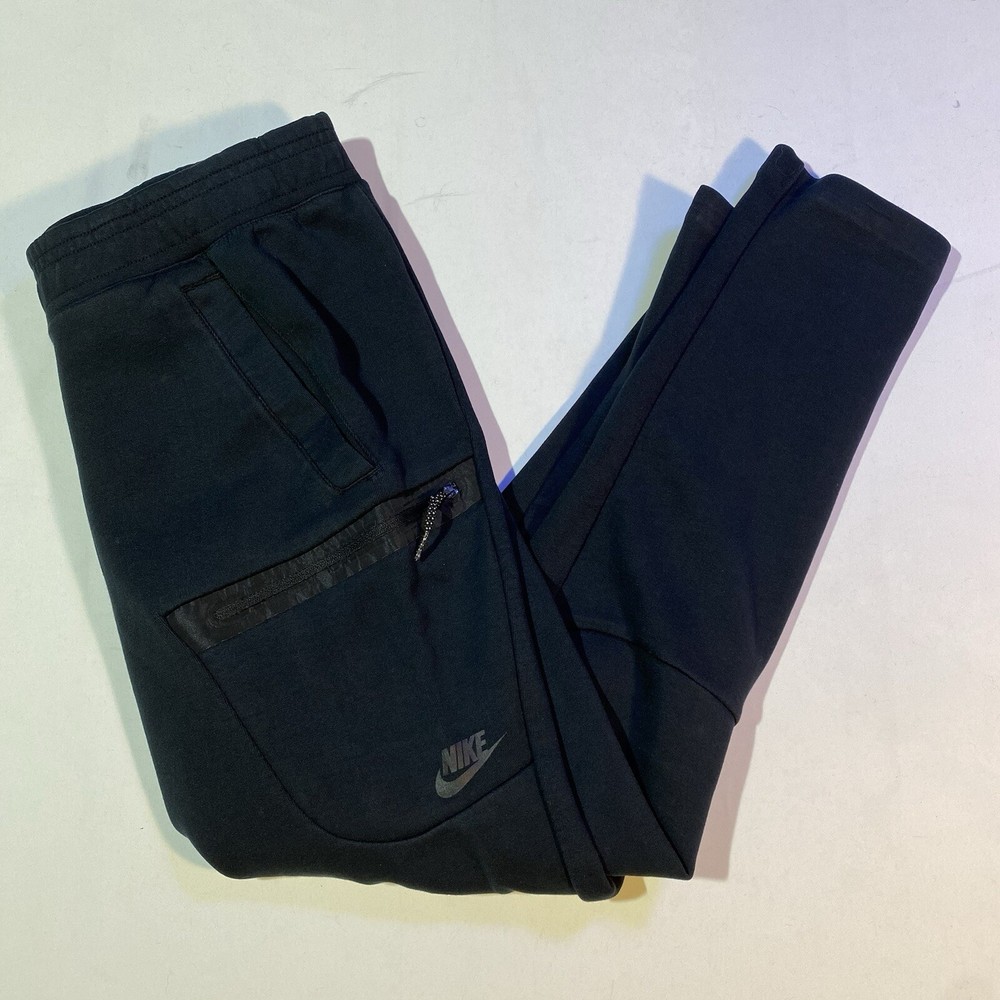Nike Men’s Medium Black Tech Fleece Jogger Pants with Zipper Pockets and Button GUC