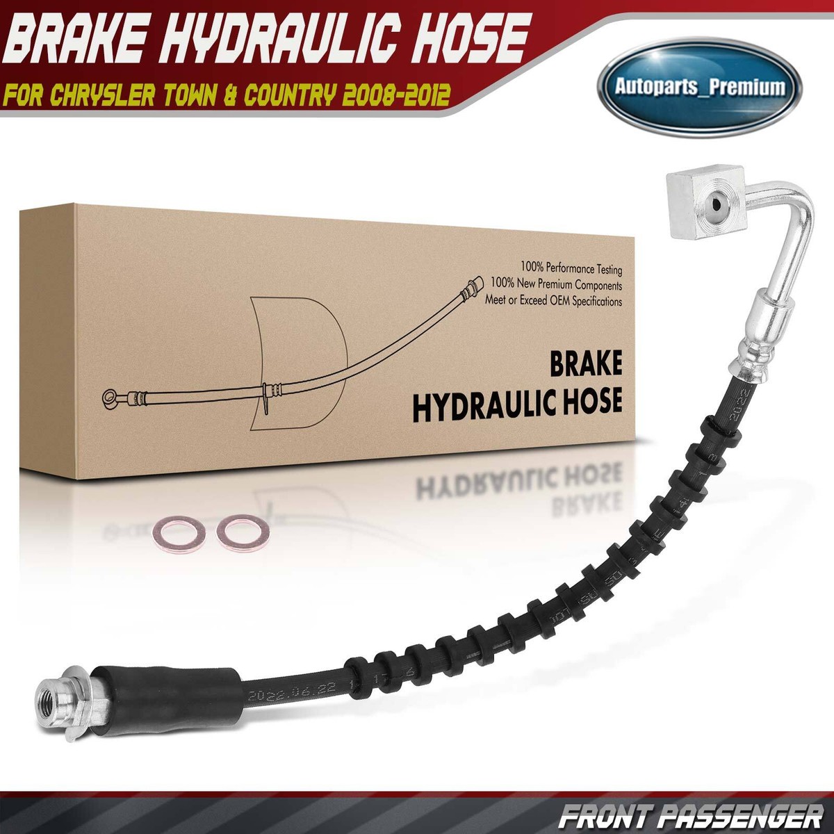 Front Struts Complete Assembly A-Premium Front Passenger Brake Hose - Compatible With Dodge Grand Caravan, Chrysler Town & Country, VW Routan V Brakes