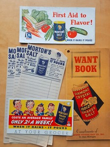 Diamond Crystal  & Mortons's  Salt Vintage Want Book, Blotters -1940s