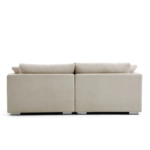 3 Seater Sofa Lounge Couch Chenille Fabric Upholstery Soft Padding Cream - Picture 4 of 9