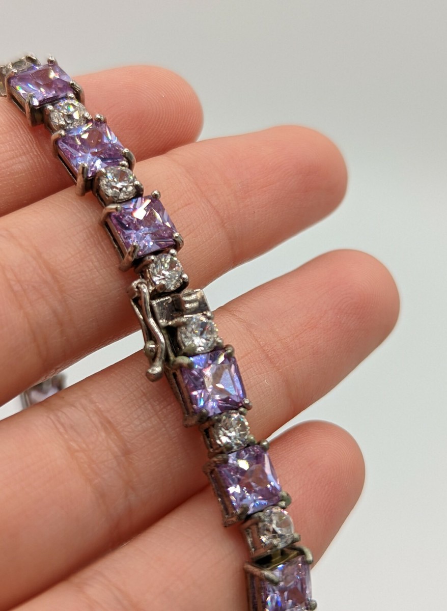 【BLACKPURPLE】Black Purple Sigma Tennis Cubic Bracelet $_57.JPG?set_id=8800005007