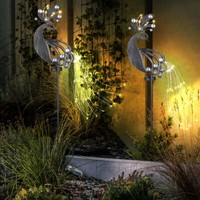 AußEnleuchte Solarlampe Gartenstecker Dekoleuchte Led Metall Pfau Erdspieß 2X