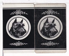 Two Single Vintage IDNamed Dogs "Scottie" Playing Cards, DA 7-28A, B, Smth/Linen
