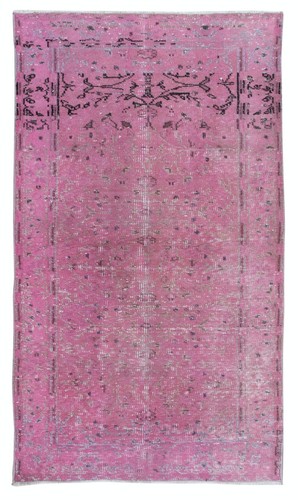3.6x6.2 Ft Rustic Turkish Pink Rug, Handmade Modern Small Wool Carpet