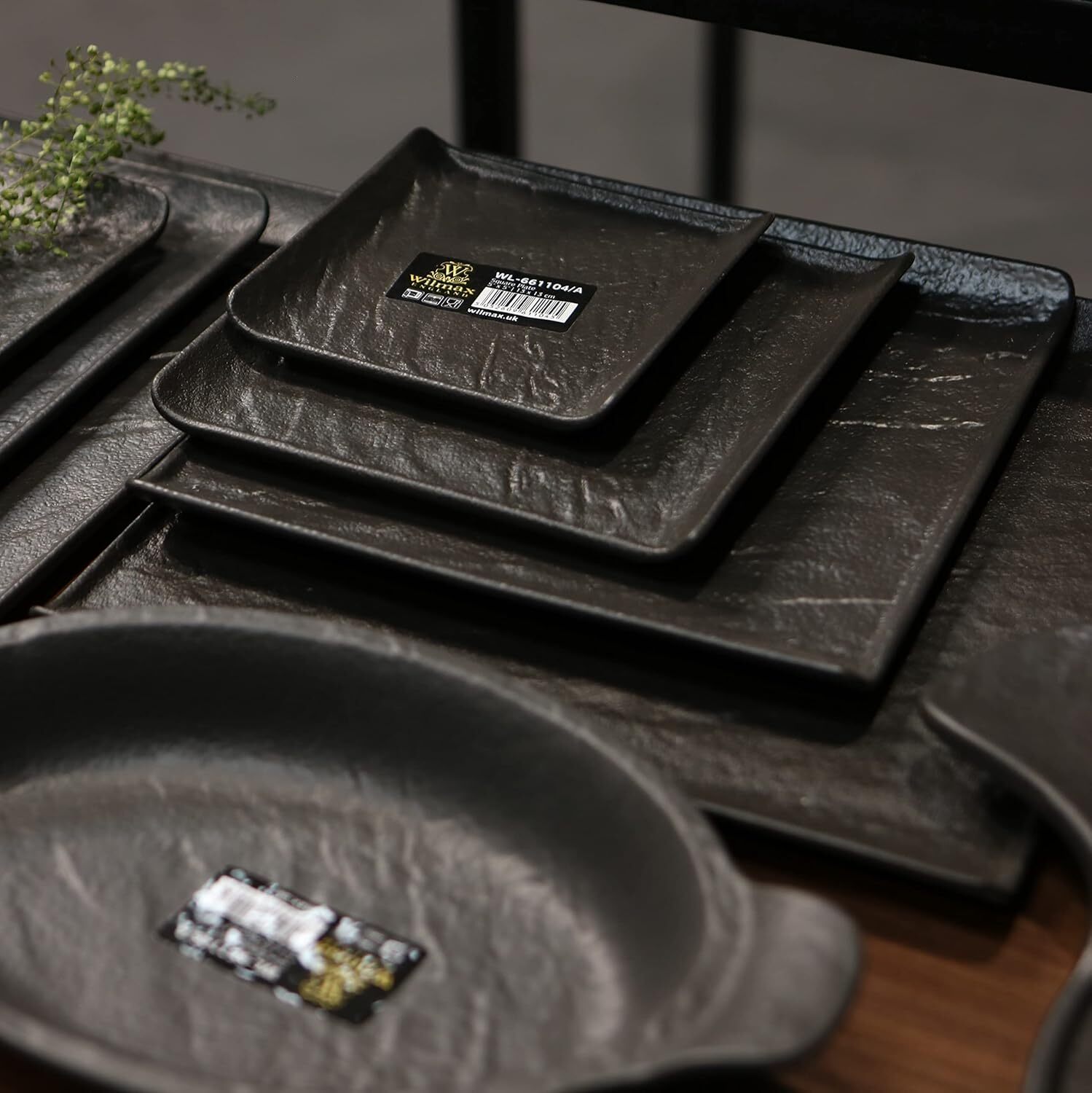 Wilmax | Quadratische Teller | Steinoptik | Nicht anlaufend