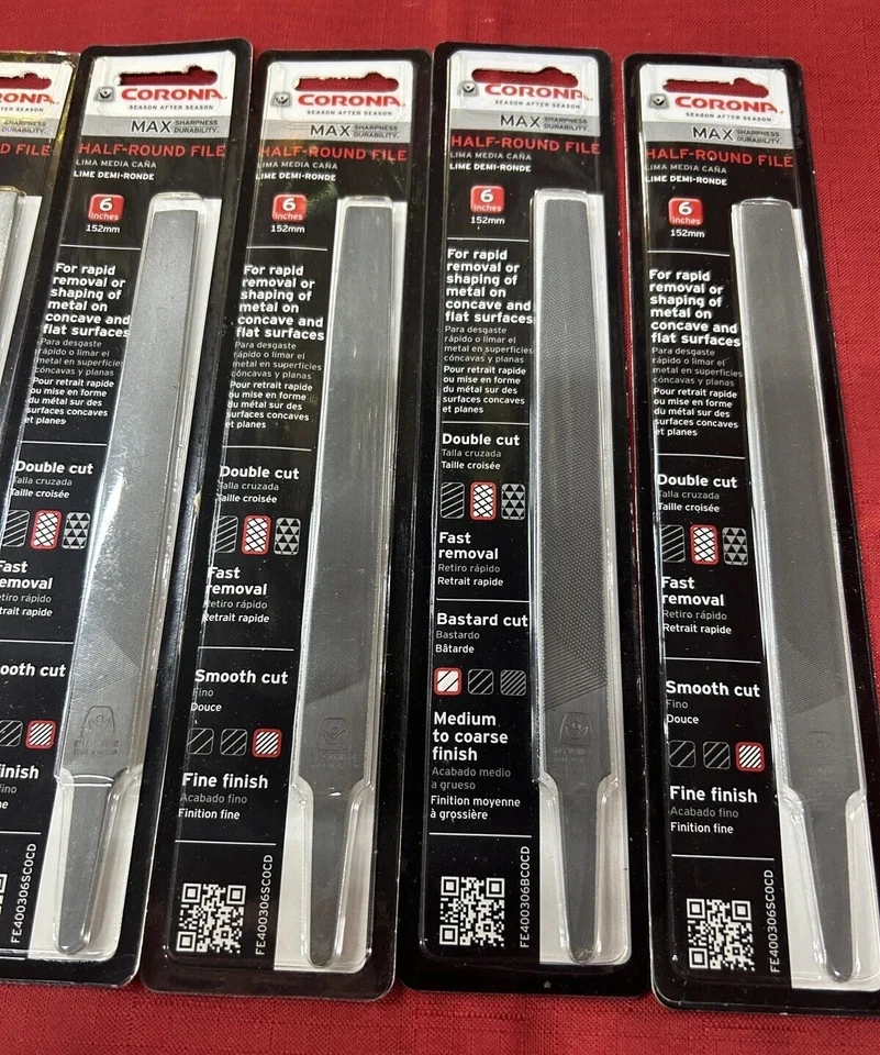 Corona Half-Round File - 6 Inch, Smooth Cut - Lot Of 5 - Image 3 of 4