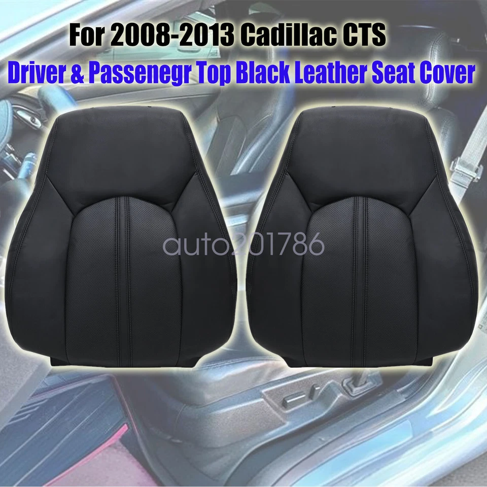 2008-2013 For Cadillac CTS Front Side Back Perforated Seat Cover Black Leather - Image 2 of 4