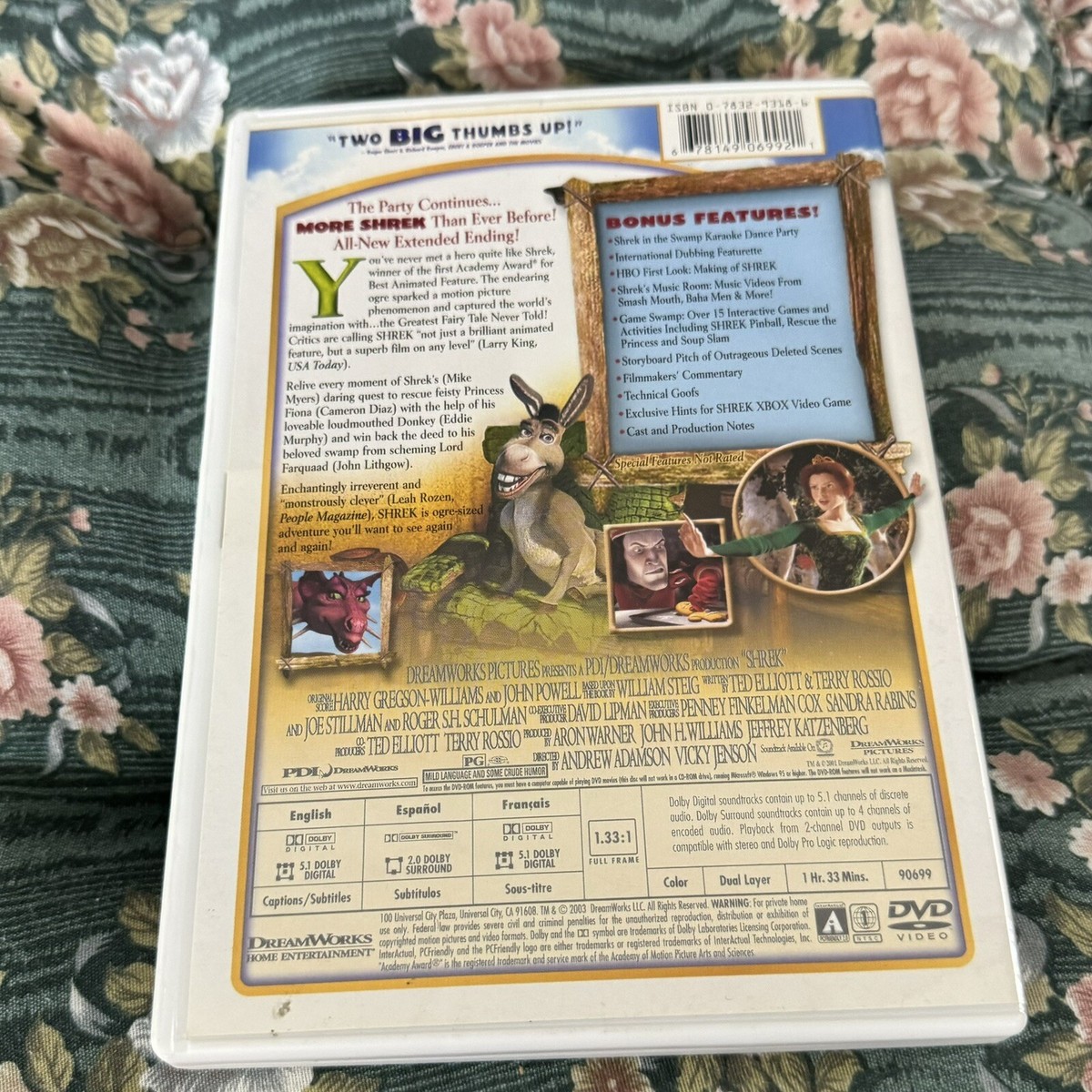 Shrek DVD Academy Award Winner Best Animated Film 2001 | eBay