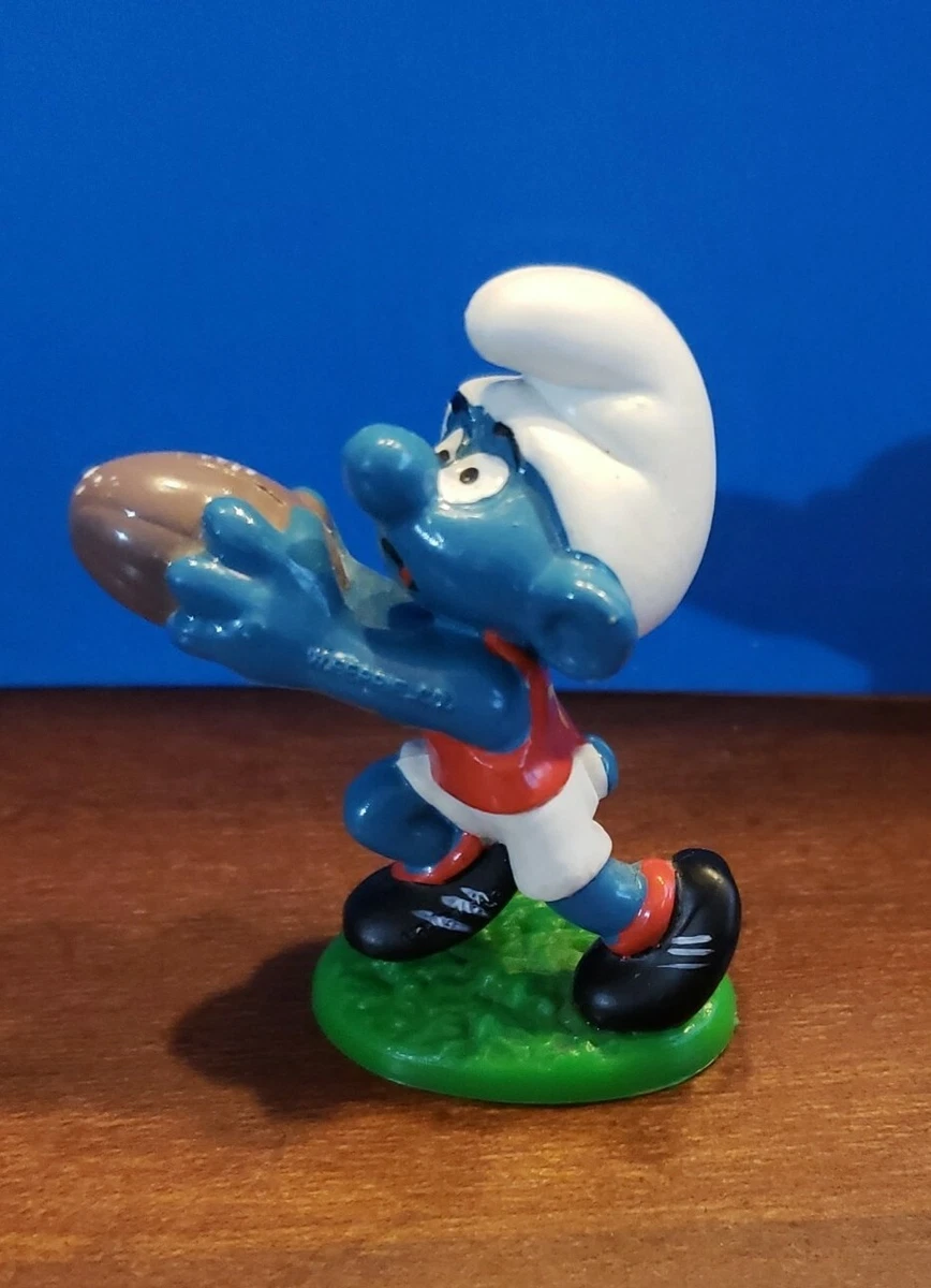 Smurfs 20150 Australian Football Smurf Rare Vintage Figure PVC Toy Figurine Peyo