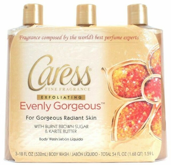 Caress Evenly Exfoliating Body Wash Burnt Brown Sugar Karite Butter 3pk