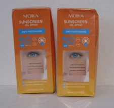 New Lot of 2 Moika Sunscreen Oil Spray Anti Photoaging 50 SPF, Exp. 2027, 100ml