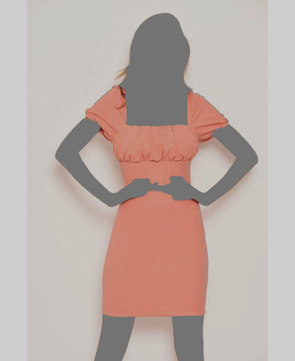 $39 AX Paris Women's Pink Short Sleeve Ruched Bust Square Neck