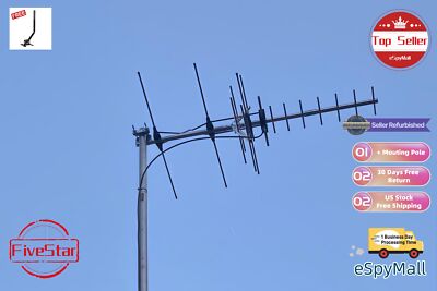 Yagi HDTV Antenna Outdoor 300 Mile w/ Pole for Strong OTA Free Local Channels
