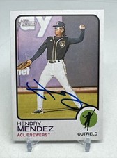 2022 TOPPS HERITAGE MINORS HENDRY MENDEZ SIGNED #161 Minnesota Twins