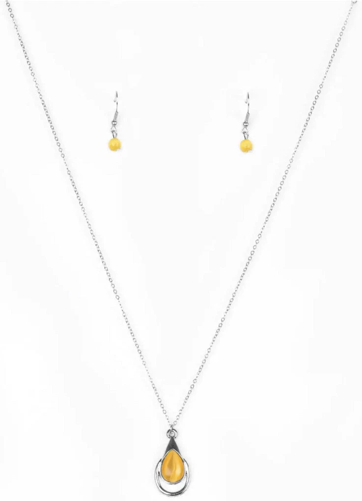 Just Drop It Yellow Paparazzi Dainty Short Moonstone