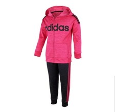 NWT ADIDAS LOGO YOUTH GIRLS ACTIVE 2PC SET JACKET  PANT SIZES: 6X PINK