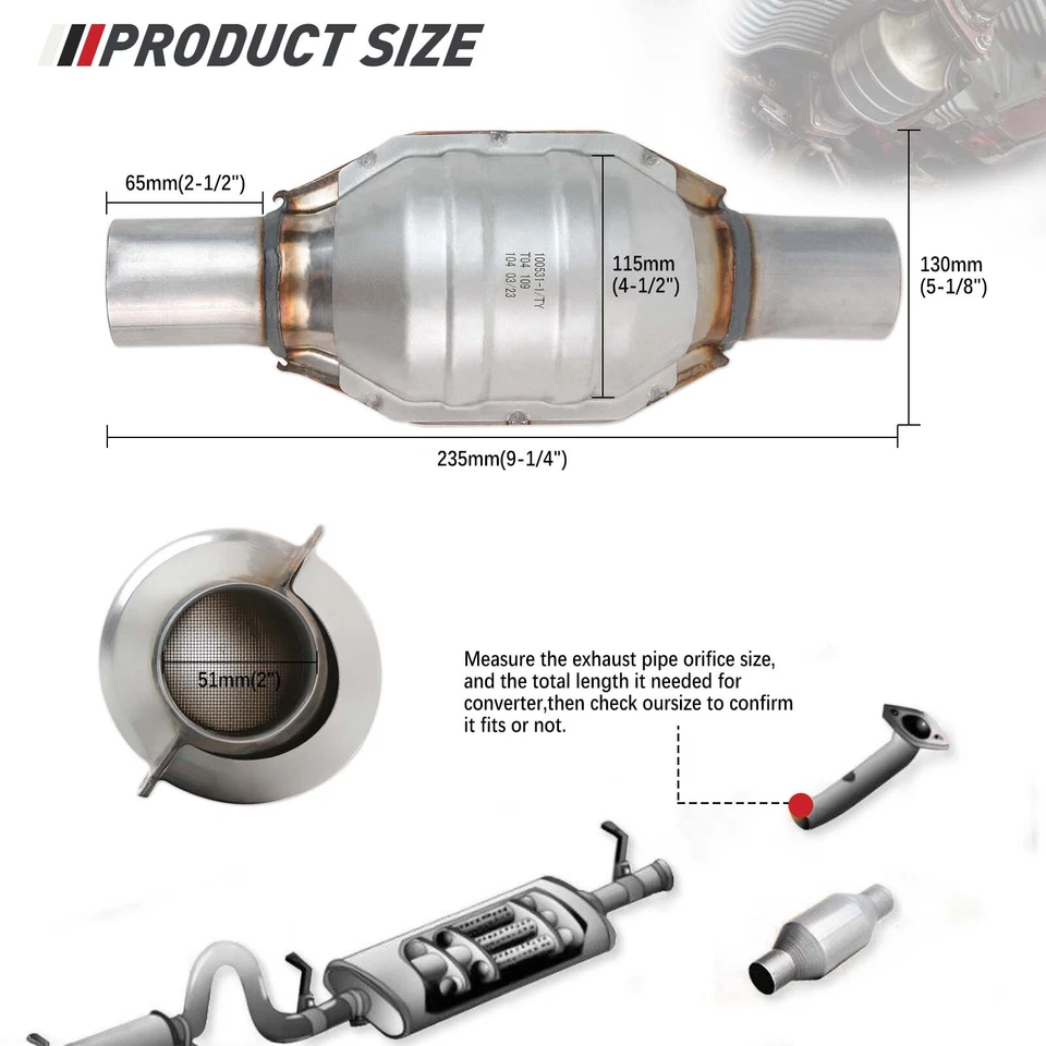 Convertidor catalítico de entrada/salida EPA de acero inoxidable de 2,0" para Mazda B1600 B2000 B2200 Foto 2 de 4