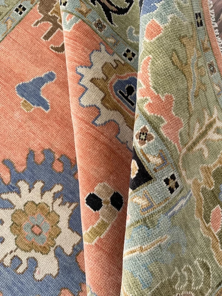 Peach Oushak style Hand Knotted Rug for Living Room , 6x9, 8x10, 9x12, 10x14 ft - Image 2 of 4