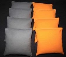 ALL WEATHER CORNHOLE BEAN BAGS Dark Gray  Yellow Resin Filled WATERPROOF