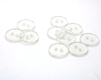 Lot De 50 Boutons Scrapbooking - Blanc Transparent - 9mm - 2 Trous - Résine - Pour Couture Et Mercerie
