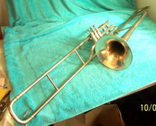 1911  HN White KING  Silver Valve Trombone re...