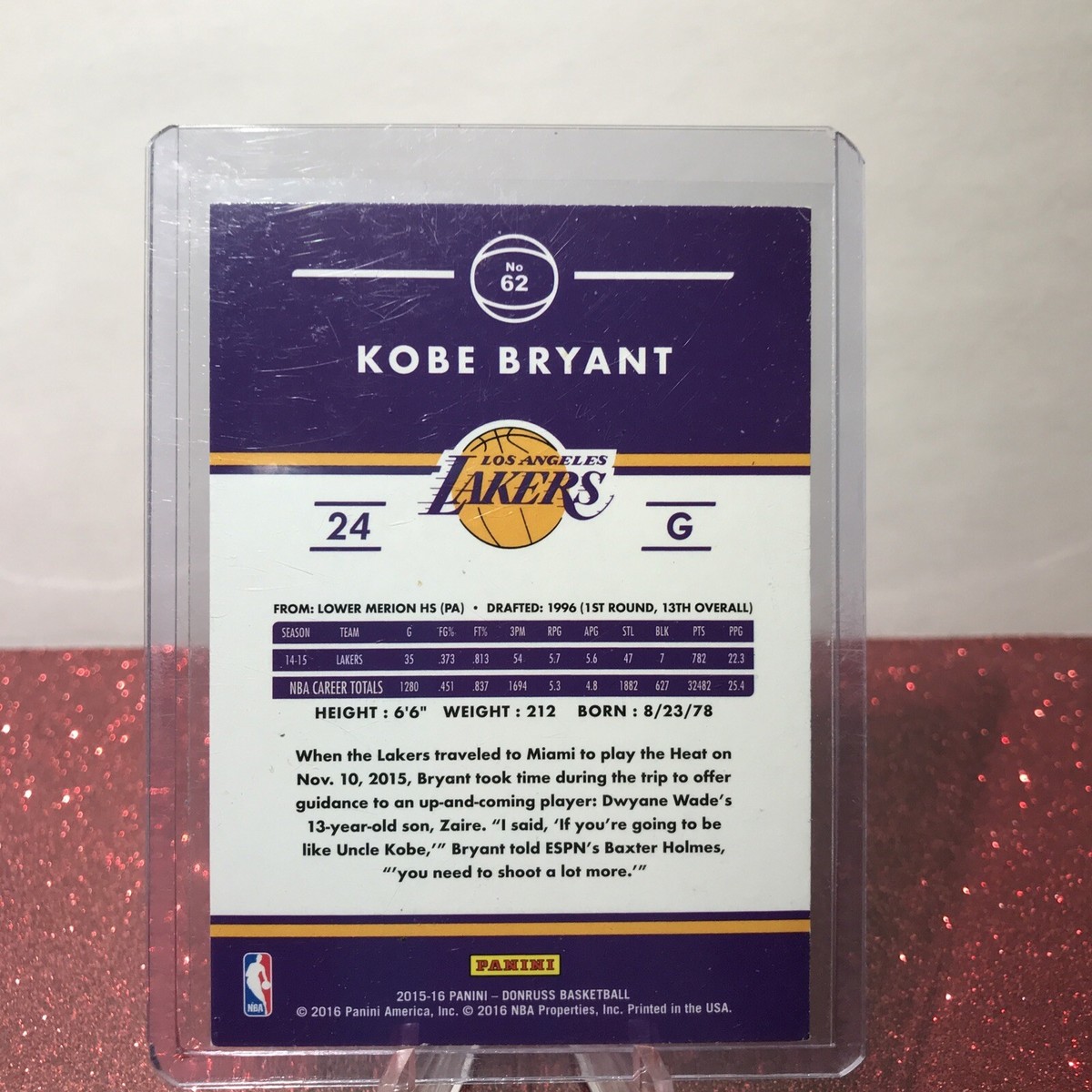 Mint Kobe Bryant 2015-16 Donruss #62 Basketball Card Lakers HOF | eBay