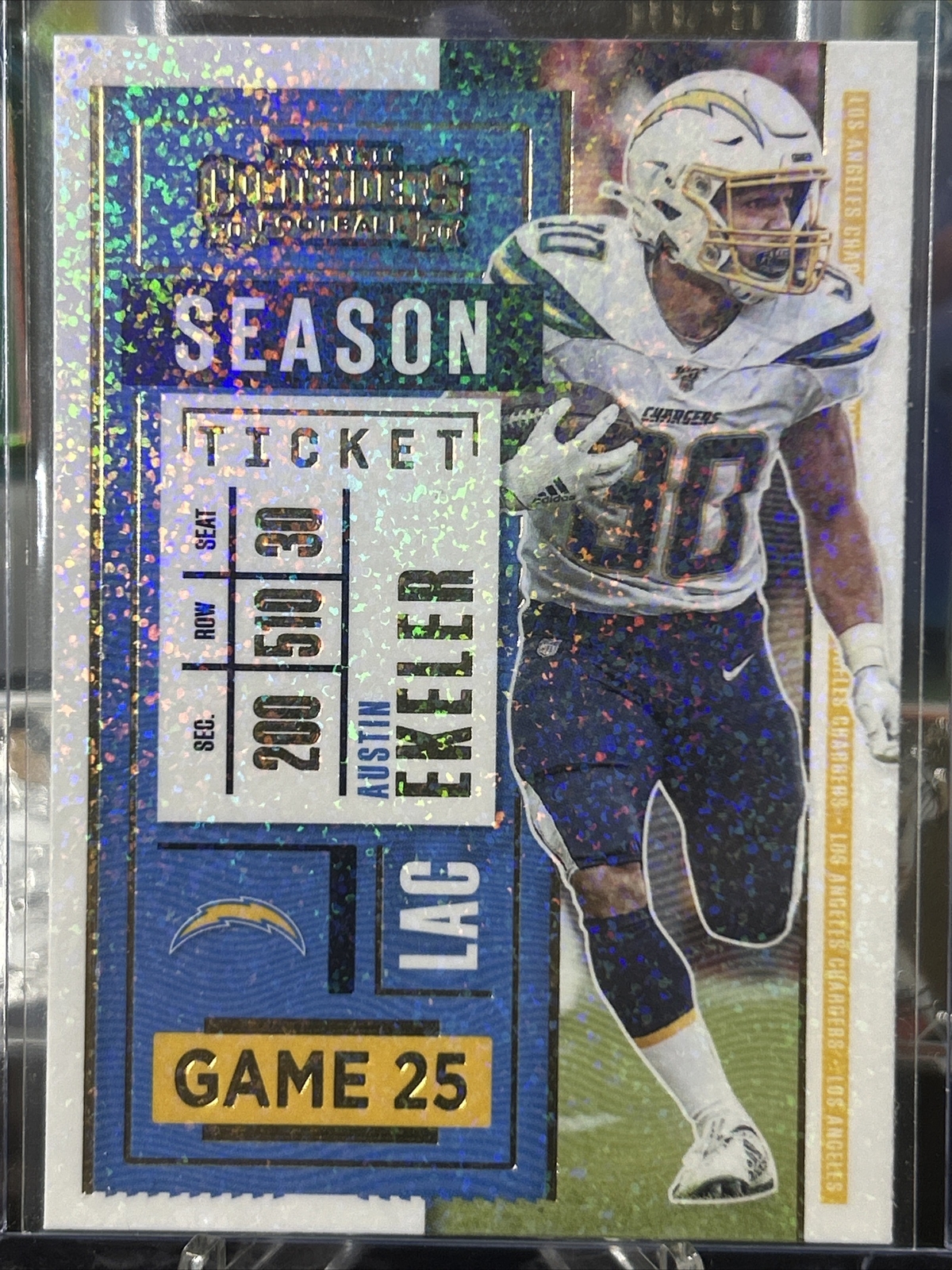 2020 Panini Contenders AUSTIN EKELER - Super Rare STARDUST Parallel #57 Chargers