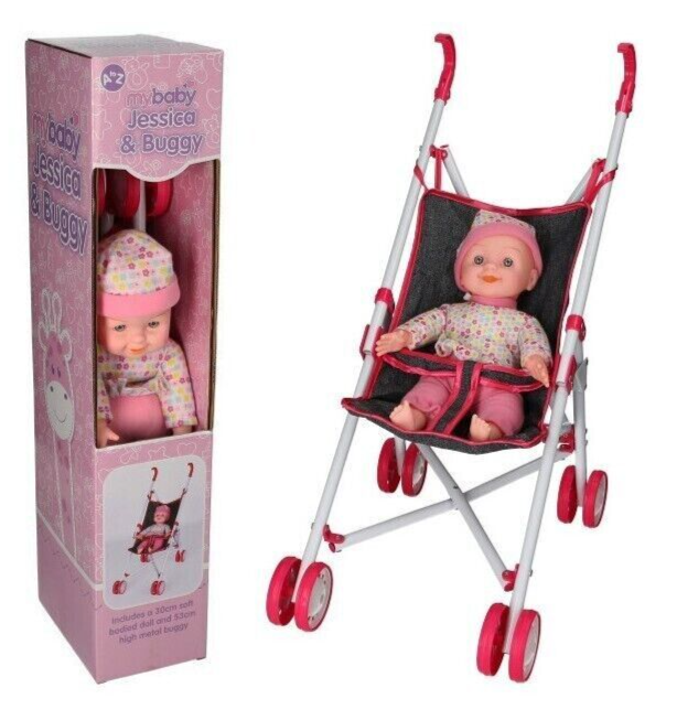 Baby Doll My First Dolls Pram Buggy Pushchair & Doll Stroller Set Girls