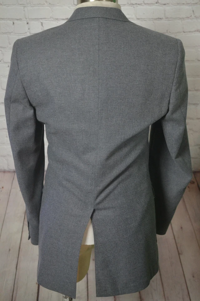 Vintage Haggar Mens Gray Polyester Flat Front 2 Pc Suit 42L Jacket 35x32 Pant - Image 4 of 4