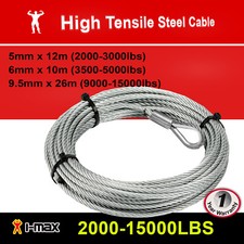 I-Max Galvanised Steel Winch Cable 2000 3000 to 15000lbs Rope Wire Replacement