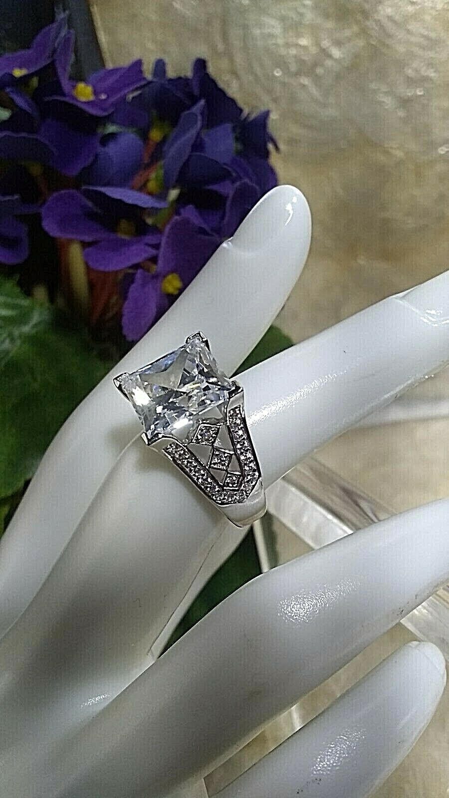 STERLING SILVER SQUARE CRYSTAL RING - image 12