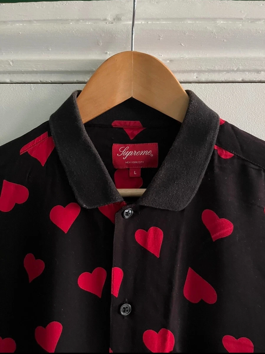 White XL Supreme Hearts Rayon Shirt www.krzysztofbialy.com